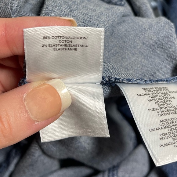 Classic Minimalist Capsule Anne Klein Jean Stretch Blue Long Sleeve Midi Dress - Picture 7 of 7